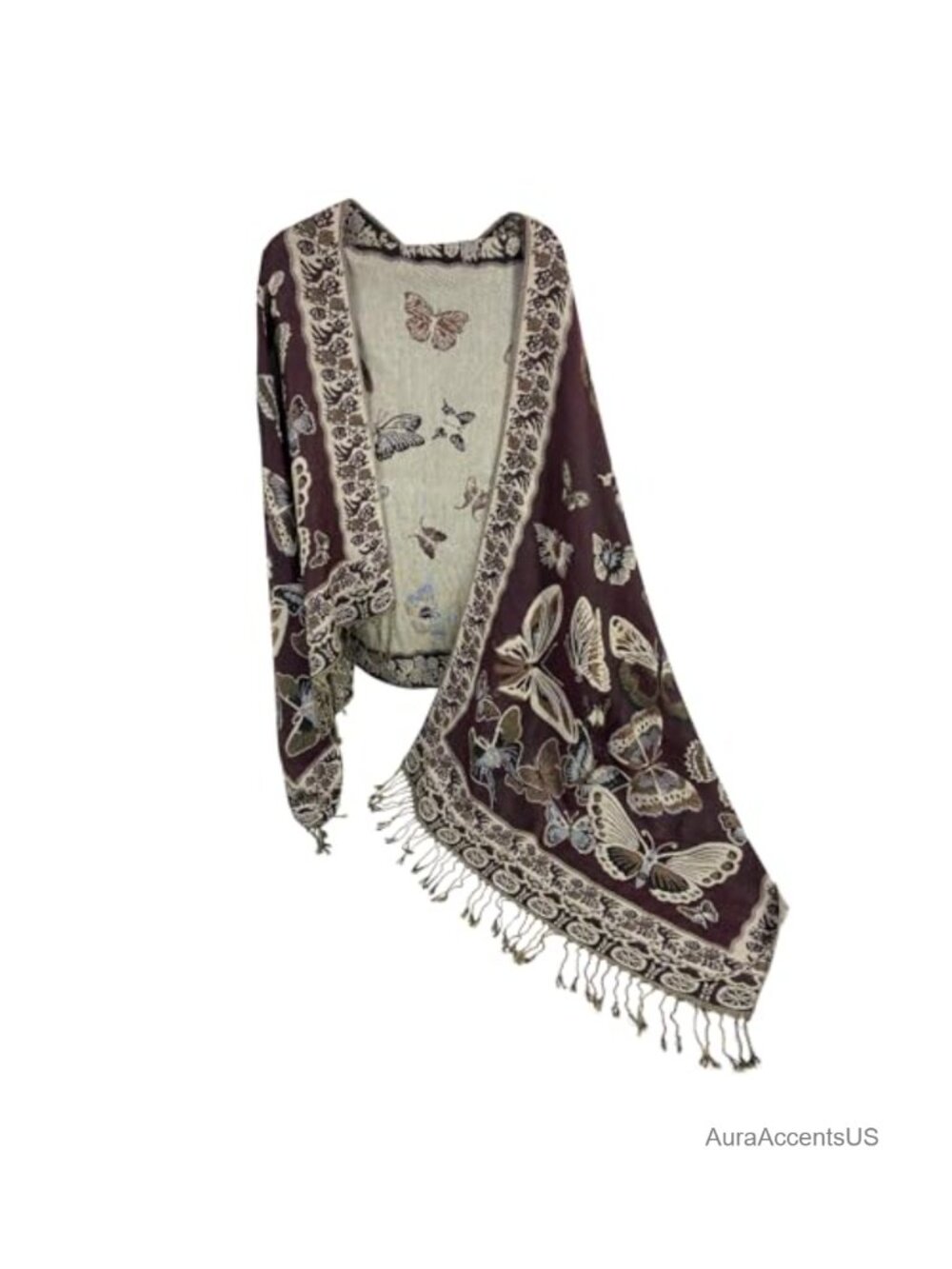 Paisley Pashmina Shawl Wrap Scarf Reversible Fringe Festival